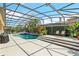 Screened pool area featuring comfortable seating, lush tropical plants, and a relaxing atmosphere at 13524 Glynshel Dr, Winter Garden, FL 34787