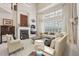 Spacious living room featuring fireplace, large windows with shutters, and comfortable seating at 3201 Glenmere Way, Orlando, FL 32828