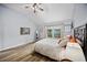 Spacious bedroom with vaulted ceilings, a ceiling fan, and a large window offering natural light at 383 Remington Dr, Oviedo, FL 32765