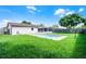Well-manicured backyard featuring an in-ground pool, and ample green space at 123 Tuxpan Ln, Kissimmee, FL 34743