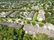 An aerial view of townhomes with mature trees, landscaping, and ample parking at 2153 Cypress Villas Dr, Orlando, FL 32825