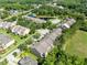 Aerial view of well-kept townhomes near a small lake with green spaces at 2153 Cypress Villas Dr, Orlando, FL 32825