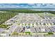 Expansive aerial view of a residential community near a lake and green space under a blue, cloudy sky at 2834 Common Crane Ct, St Cloud, FL 34773