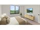 Bedroom features a scenic view from the window and a wooden console under the TV at 400 E Colonial Dr # 402, Orlando, FL 32803