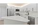 Modern kitchen with white cabinets, quartz countertops, and stainless steel appliances at 400 E Colonial Dr # 402, Orlando, FL 32803