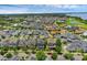 An aerial perspective of a sprawling neighborhood near a lake, with diverse home styles and lush greenery for community appeal at 1071 Kershaw Dr, Winter Garden, FL 34787