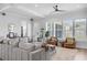 Bright living room featuring a comfortable gray sectional sofa and cozy armchairs at 1071 Kershaw Dr, Winter Garden, FL 34787