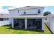 Exterior view of a two-story home featuring a screened lanai and well-maintained lawn at 2943 Slough Creek Dr, Kissimmee, FL 34744