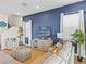 Comfortable living room with blue accent wall, modern furniture, and large-screen TV offers a relaxing space at 3036 Parrot Head Pl, Kissimmee, FL 34747