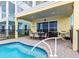 Inviting covered patio area, complete with a private pool, table and grill, perfect for outdoor dining and relaxation at 3036 Parrot Head Pl, Kissimmee, FL 34747