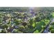 Aerial view of a suburban neighborhood featuring tree-lined streets and green lawns at 3499 Woodley Park Pl, Oviedo, FL 32765