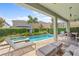 Inviting backyard pool and spa area with covered patio and outdoor seating at 441 Novi Path, Kissimmee, FL 34747