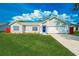 Charming single-story home with a well-manicured lawn and a bright blue front door at 5037 Water Wheel Ct, Ocoee, FL 34761