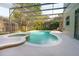 Backyard pool and spa area with a large screened-in enclosure, perfect for outdoor relaxation at 1161 Coastal Cir, Ocoee, FL 34761