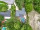 Birds eye view of a home with a screened in pool in a neighborhood surrounded by lush landscaping at 148 Tarrytown Trl, Longwood, FL 32750