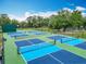 A view of the community's blue and green pickleball courts, basketball court, and playground at 148 Tarrytown Trl, Longwood, FL 32750