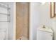 Bathroom featuring tiled floors, vanity sink, a shelf and open walk-in shower at 1621 Sunny St, Kissimmee, FL 34741
