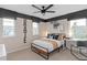 This cozy bedroom features a black-themed modern design and natural light from dual windows, creating a serene space at 3091 Norcott Dr, Davenport, FL 33837