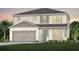 Charming two-story home with a gray roof, white siding, and a well-manicured lawn at 3091 Norcott Dr, Davenport, FL 33837