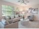 Light-filled living room with calming neutral decor, modern art, and a view of lush outdoor greenery at 3608 Eloise St, Orlando, FL 32806