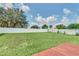 View of a expansive, fenced backyard with a healthy lawn under a bright sky at 510 Lobelia Dr, Davenport, FL 33837