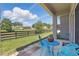 Inviting patio with a table and chairs overlooking a scenic backyard with a wooden fence at 5107 Ne 122Nd Blvd, Oxford, FL 34484