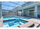 Gorgeous screened pool and patio area offers a great space for outdoor entertaining and leisure at 8807 Interlocking Ct, Davenport, FL 33896