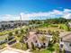 Aerial view of the community pool and clubhouse, offering residents a perfect spot for relaxation and social gatherings at 1045 Desert Candle Dr, Ocoee, FL 34761