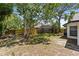 Spacious backyard with a mix of trees, grass, and a wooden fence, offering privacy and shade at 12929 Louisiana Woods Ct, Orlando, FL 32824