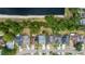 Aerial view of houses along a street, showcasing a well-maintained neighborhood, properties, and landscaping at 12952 Downstream Cir, Orlando, FL 32828