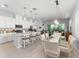 Bright kitchen with white cabinets, stainless steel appliances, and a large island with bar stool seating at 2301 Datura Loop, St Cloud, FL 34772