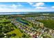 Breathtaking aerial view highlighting the community's interconnected lakes, manicured lawns, and tree-lined streets at 3078 Mandolin Dr, Kissimmee, FL 34744