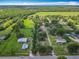 Expansive aerial view showcasing the property's surroundings with trees, and blue skies above at 4432 Freedom Rd, Kissimmee, FL 34746