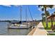 Picturesque boat dock featuring sailboats, slips, and waterfront access with palm trees and blue skies at 717 S Beach St # 205C, Daytona Beach, FL 32114