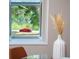 View of a red sports car outside the window next to a vase with tan plants at 10545 Parkway Dr, Clermont, FL 34711