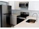 Modern kitchen featuring stainless steel appliances, white cabinets, and stylish countertops at 1800 Coriander Dr, Kissimmee, FL 34759