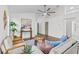 Open-concept living room with hardwood floors, neutral tones, and stylish decor at 25 Reflections Village Dr, Ormond Beach, FL 32174