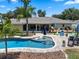 Aerial view of the backyard featuring a pool, patio, and screened-in porch, providing a private outdoor living space at 986 Stonewood Ln, Maitland, FL 32751