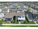 An aerial view of a neighborhood showcasing the manicured lawns, sidewalks, and diverse architectural styles of the homes at 10183 Peebles St, Orlando, FL 32827