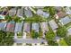An aerial view of single Gathering homes on tree-lined streets with cars parked on the driveways at 1919 River Park Blvd, Orlando, FL 32817