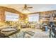 Cozy living room with paneled walls, vintage furniture and plush seating at 24089 Ne 152Nd Ln, Fort Mc Coy, FL 32134