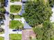 Aerial view of a residential neighborhood featuring mature trees, landscaping, and well-maintained homes at 3474 Fairway Ln, Orlando, FL 32804