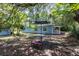Backyard scene featuring a table with umbrella and the home, providing a view of the outdoor dining and relaxing at 4515 Isaac Ln, Sanford, FL 32771