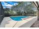 Screened-in pool area with a beautiful pool, a concrete patio, and a view of the surrounding trees at 7549 Lake Marsha Dr, Orlando, FL 32819