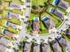 Aerial view of a private pool and a residential house, in a neighborhood with well-manicured lawns at 7739 Graben St, Kissimmee, FL 34747