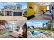 Real estate listing showcasing the property's exterior elevation, two themed bedrooms, and a private pool with lawn chairs at 7739 Graben St, Kissimmee, FL 34747