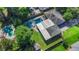 Overhead shot showcases the pool, landscaped backyard, and the house's roof, providing a comprehensive view at 927 Boardman St, Orlando, FL 32804