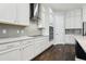 A modern kitchen with white cabinets, stainless steel appliances, and a stylish backsplash at 10203 Henbury St, Orlando, FL 32832