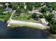 Scenic aerial view of a community beach offering lakefront recreation and relaxation at 303 S Sweetwater Blvd, Longwood, FL 32779
