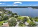 Picturesque aerial view of waterfront homes and lake access providing serene living at 303 S Sweetwater Blvd, Longwood, FL 32779